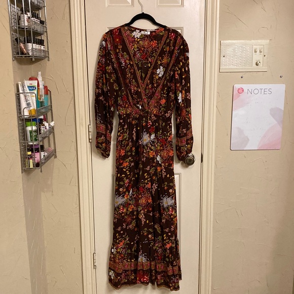 Aura Floral Maxi Dress - Brown and Multicolor - Picture 4 of 14